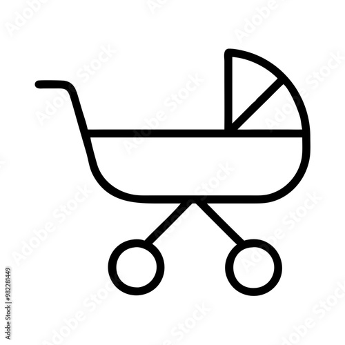Minimalist Black Line Baby Pram Icon in Parenting and Childcare Concept