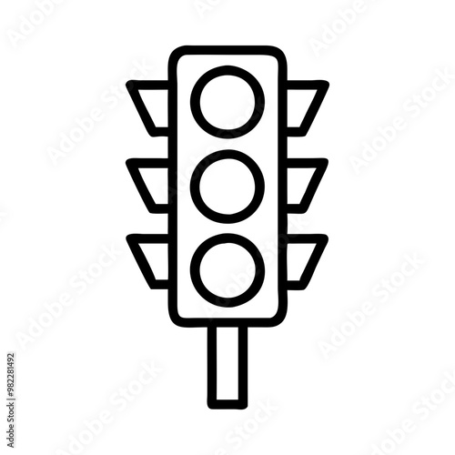 Minimalist Black Line Traffic Light Icon in Road Safety Concept