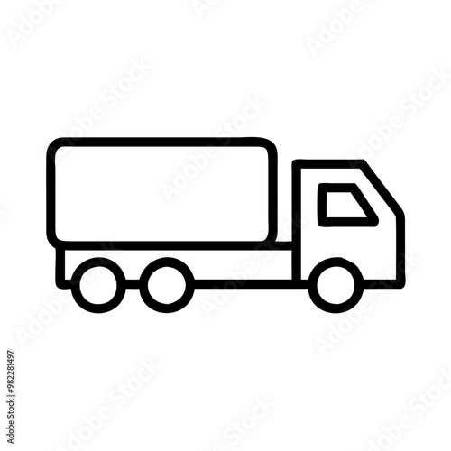 Minimalist Black Line Cargo Truck Icon in Transportation Concept