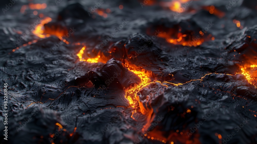 Close-up Photograph of Glowing Lava Cracks on a Volcanic Surface – Fiery Molten Rock Texture for Geology, Nature, and Science Themes Close-up Photograph of Glowing Lava Cracks on a Volcanic Surface – Fiery Molten Rock Texture for Geology, Nature, and Science Themes