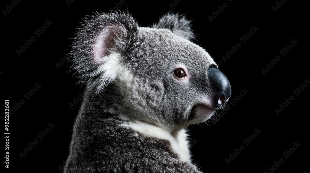 Obraz premium Koala Portrait Against a Black Background