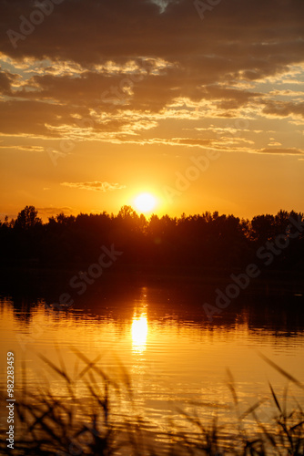 Sunset with reflection in the lake