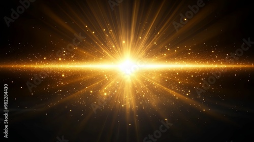 Golden Light Explosion with Sparkling Particles