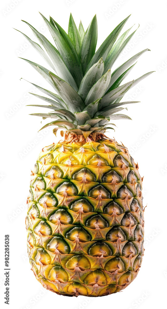 PNG Pineapple with green leaves on white PNG Pineapple with green leaves on white