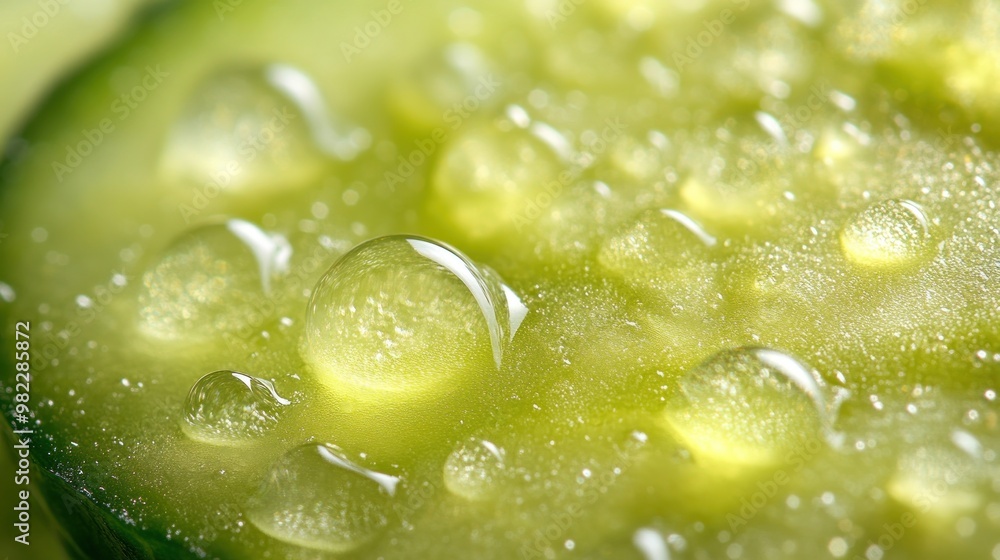 Close-up of Dewy Cucumber Slice Close-up of Dewy Cucumber Slice