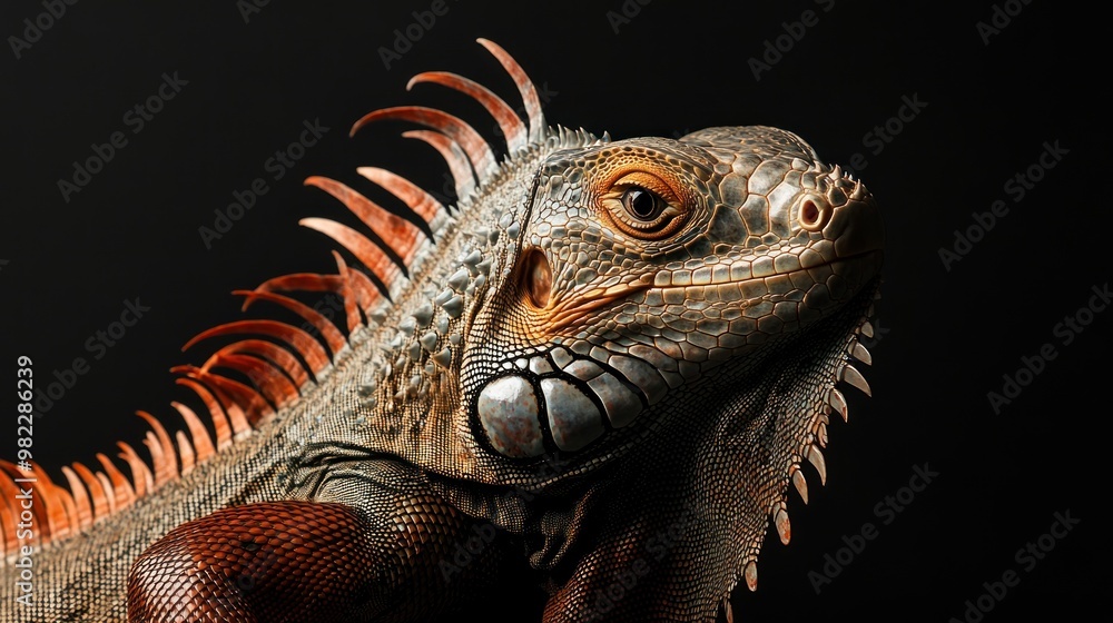 Fototapeta premium Close-up Portrait of a Green Iguana