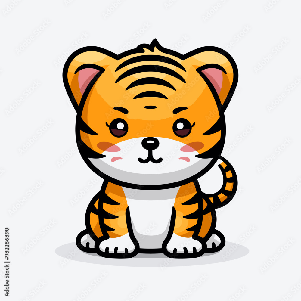 Tiger hand-drawn kids comic illustration. Cute vector doodle style cartoon illustration Tiger hand-drawn kids comic illustration. Cute vector doodle style cartoon illustration