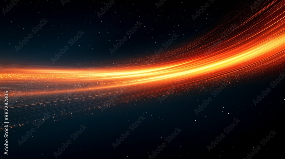 Abstract Cosmic Stream of Orange and Yellow Light in a Dark Night Sky Abstract Cosmic Stream of Orange and Yellow Light in a Dark Night Sky