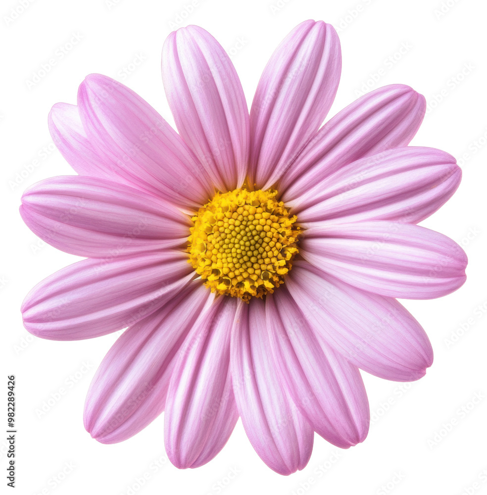 PNG Pink daisy with yellow center on white PNG Pink daisy with yellow center on white