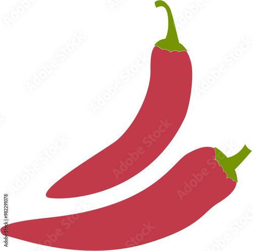 chilli pepper vector isolated flat design, transparent background, EPS10