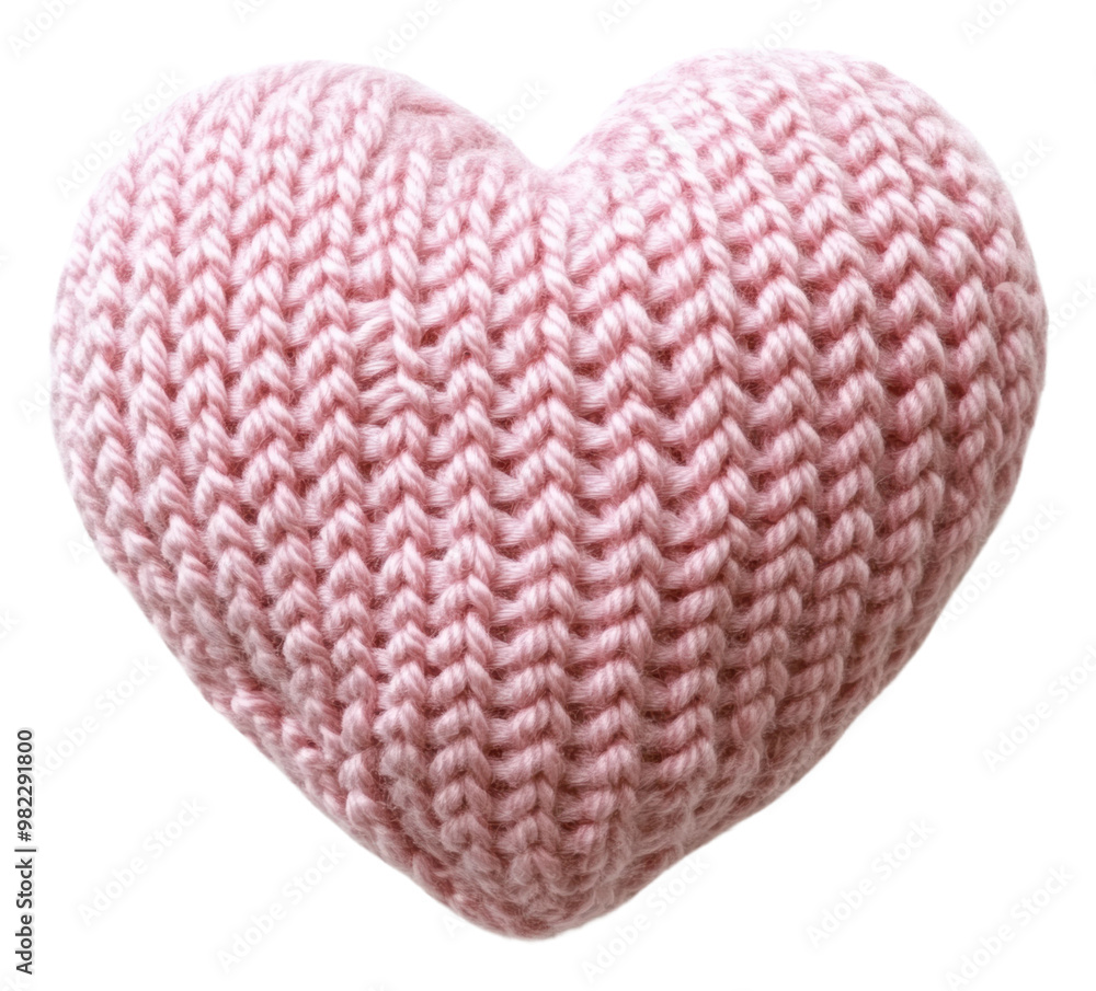PNG Knit pink heart cushion on neutral background PNG Knit pink heart cushion on neutral background