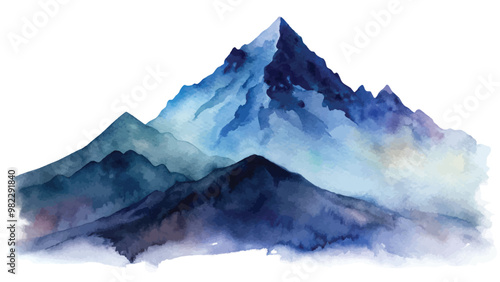 Watercolor Mountain Silhouette