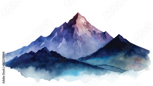 Watercolor Mountain Silhouette