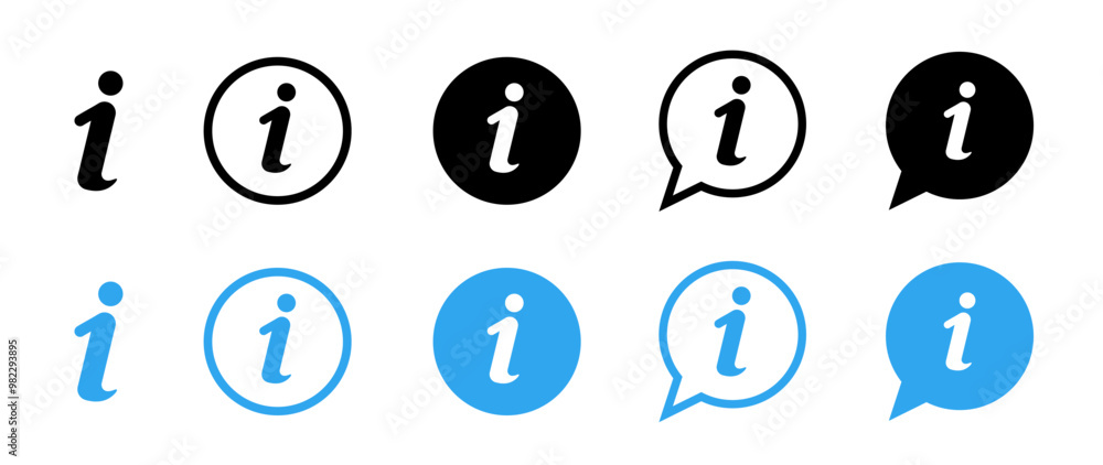 Info icons set. Info button. Information icon on isolated on white background. Info icons set. Info button. Information icon on isolated on white background.
