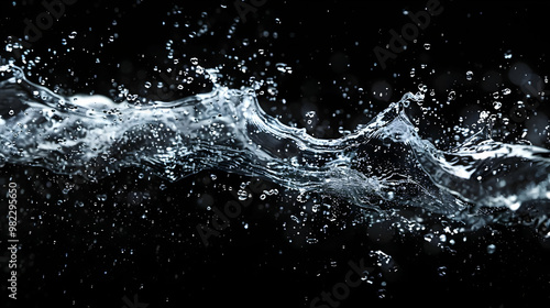 Wallpaper Mural Abstract Water Splash with Droplets against a Dark Background, Creating a Dynamic and Textural Image. Torontodigital.ca