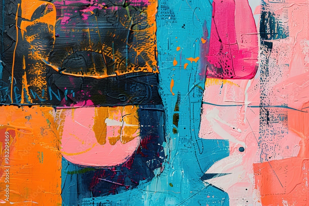 Fototapeta premium Abstract painting color. Modern pattern. Multicolor bright background. Acrylic painting on canvas. Color texture. Hand drawn painting. Modern art. Colorful canvas
