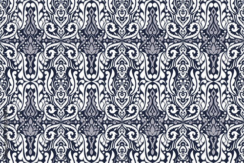 Damask seamless pattern hand draw. Vector classical luxury old fashioned damask ornament, royal victorian seamless texture for wallpapers, textile, wrapping. Vintage exquisite floral baroque template