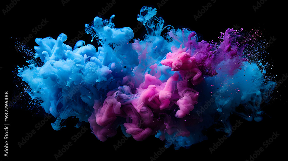 Abstract Swirling Blue and Pink Ink Cloud in Water, Vibrant Color Palette, Artistic Photography Abstract Swirling Blue and Pink Ink Cloud in Water, Vibrant Color Palette, Artistic Photography