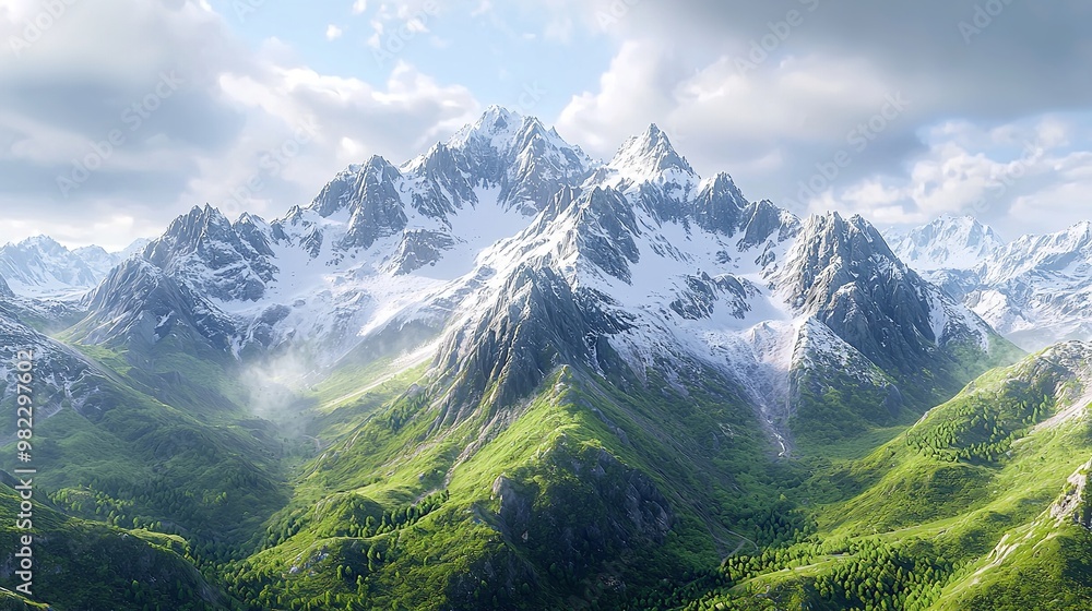 Fototapeta premium Majestic Mountain Landscape with Mist