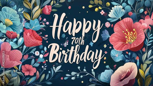 Happy 70th birthday greeting card, 70th celebration 