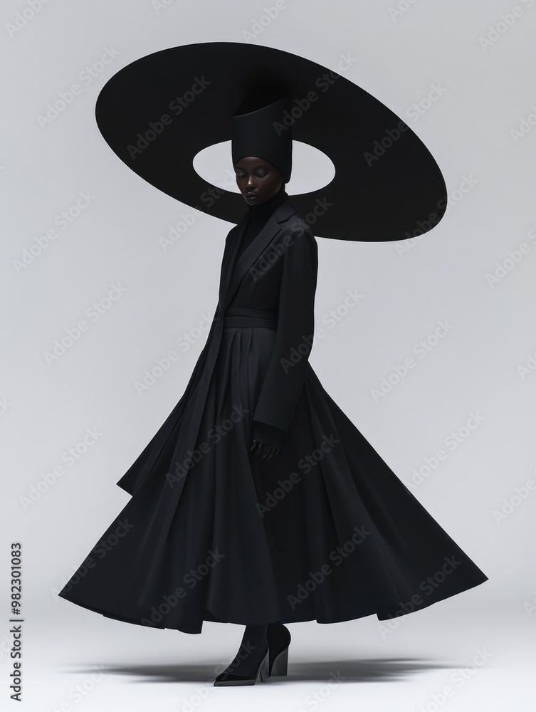 Fashion model showcasing futuristic fashion design, avant-garde couture in artistic photo shoot Fashion model showcasing futuristic fashion design, avant-garde couture in artistic photo shoot