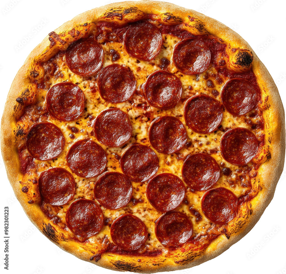 A large pepperoni pizza with melted cheese A large pepperoni pizza with melted cheese