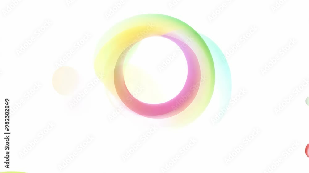 Vibrant rainbow-colored circles drifting on white background Vibrant rainbow-colored circles drifting on white background