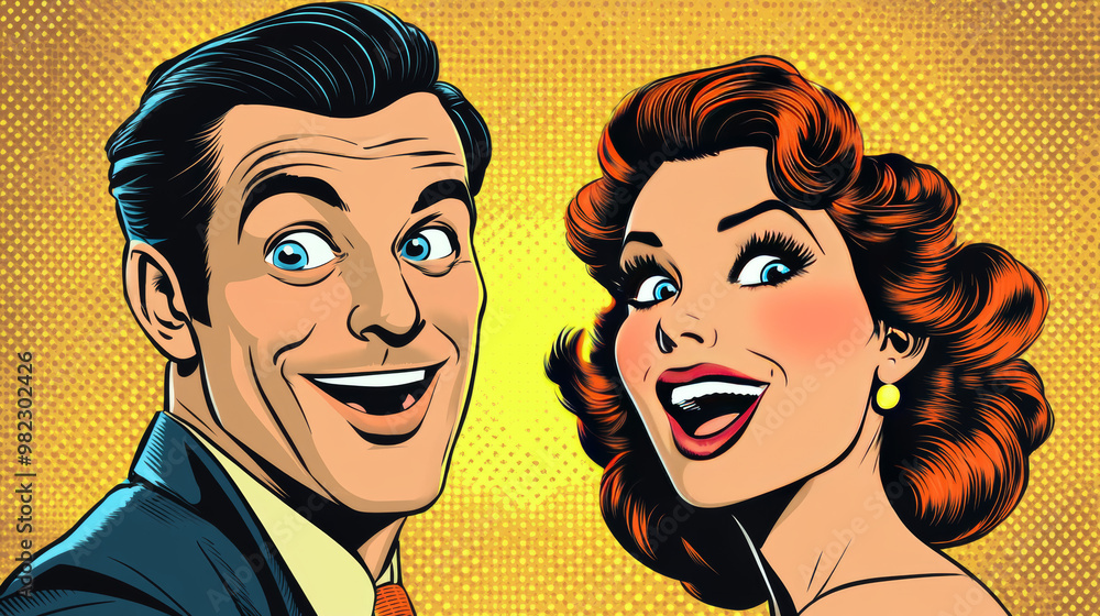 Funny man reacting to a beautiful woman, depicted in a pop art retro comic book vector illustration. Funny man reacting to a beautiful woman, depicted in a pop art retro comic book vector illustration.