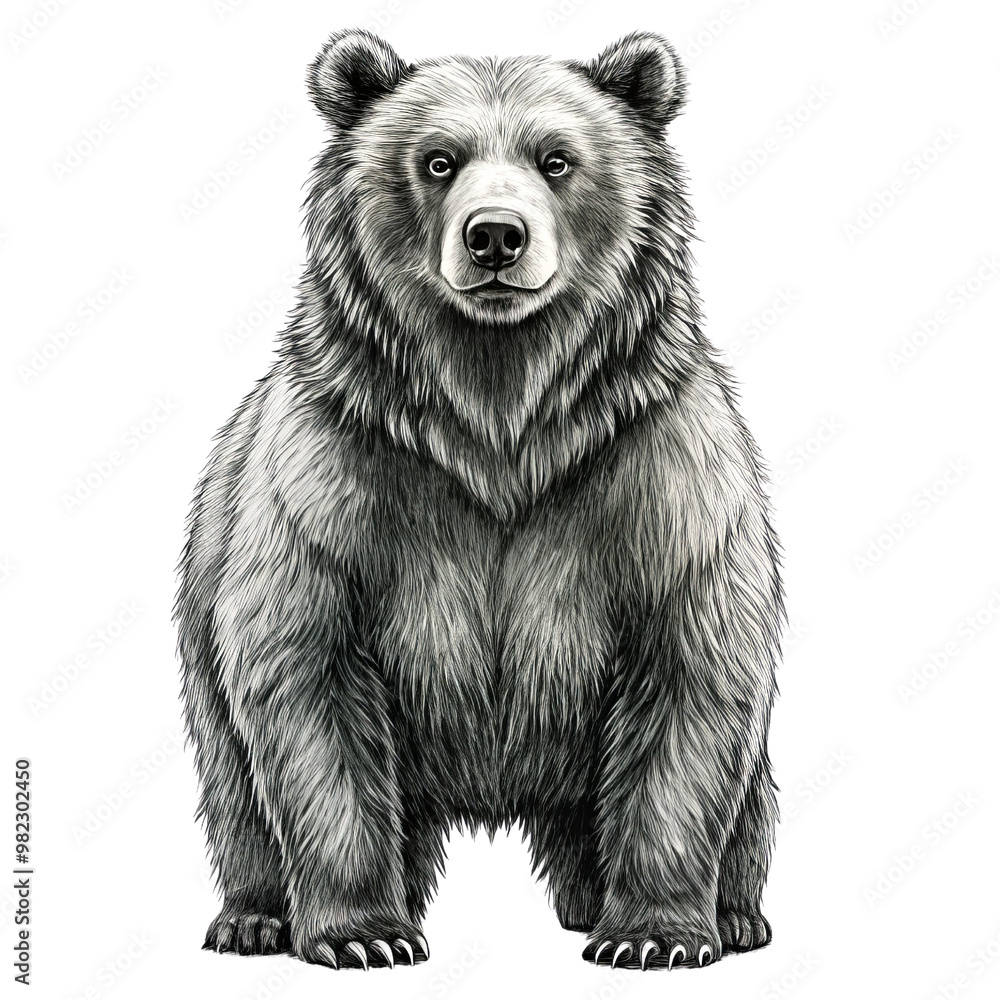 Black and White Bear Illustration, Isolated on White Background, Bear, Wildlife, Animal, Black and White Black and White Bear Illustration, Isolated on White Background, Bear, Wildlife, Animal, Black and White