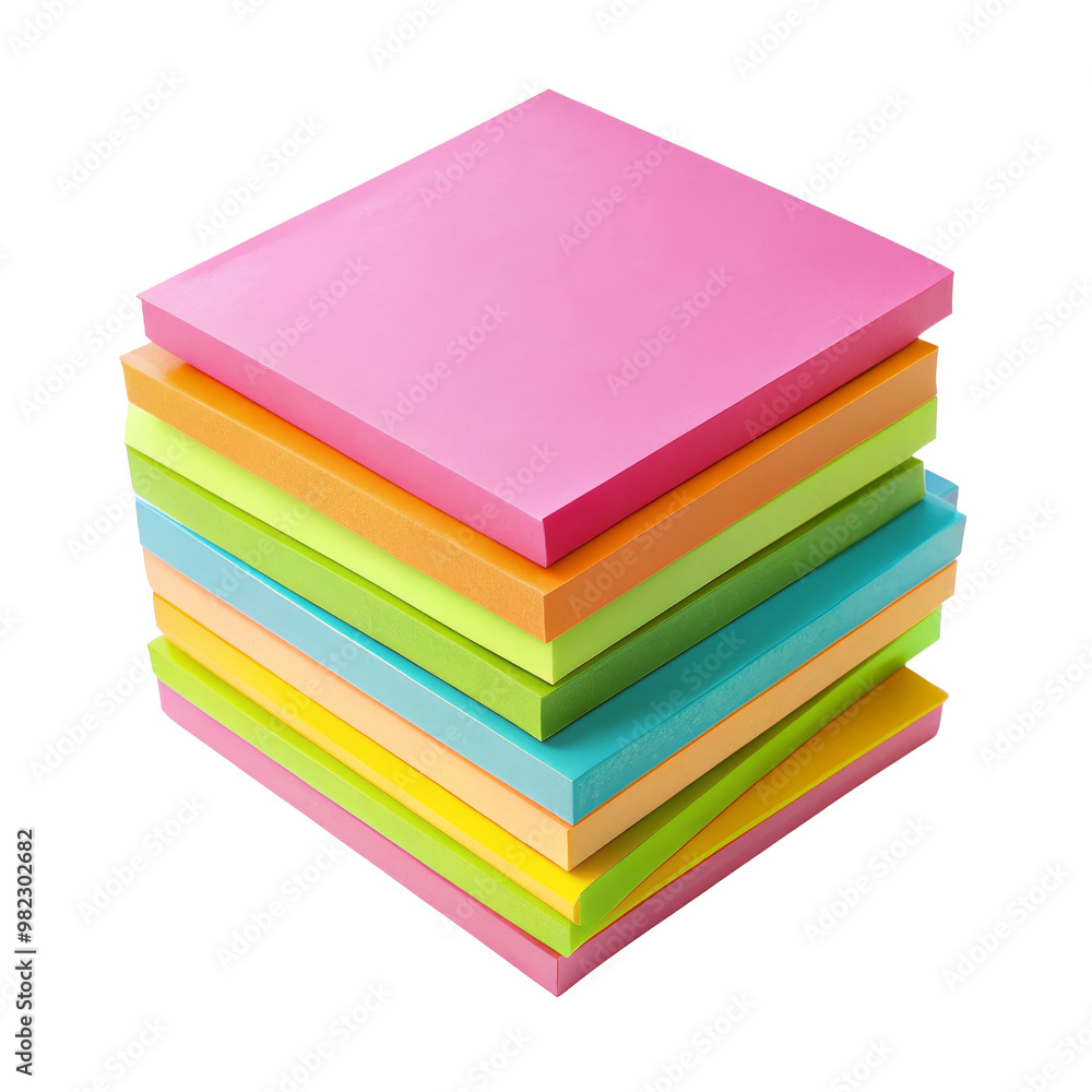Colorful Stack of Sticky Notes Isolated on White Background, sticky notes, office supplies, stationery, note paper Colorful Stack of Sticky Notes Isolated on White Background, sticky notes, office supplies, stationery, note paper