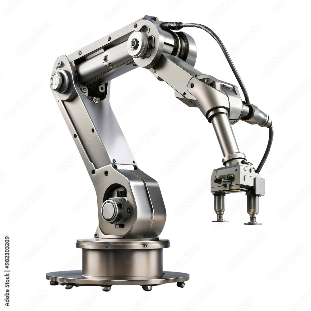 Industrial Robot Arm with Gripper Isolated on White Background, 3D Render, Automation, Manufacturing, Industry, Robotic Industrial Robot Arm with Gripper Isolated on White Background, 3D Render, Automation, Manufacturing, Industry, Robotic