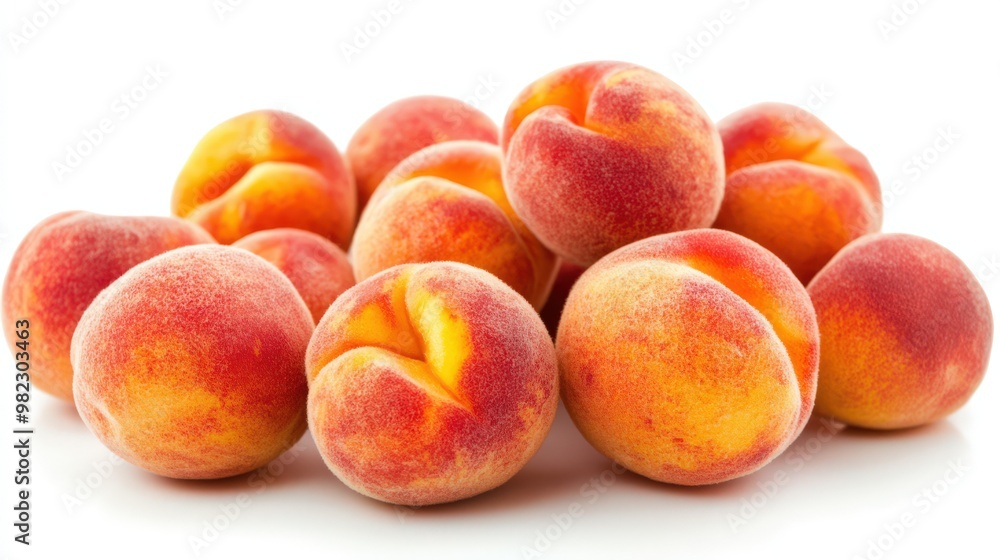 Fresh and Juicy Peaches on a White Background Fresh and Juicy Peaches on a White Background