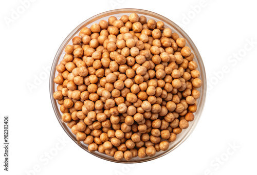 Bowl of chickpeas isolated with transparent background.