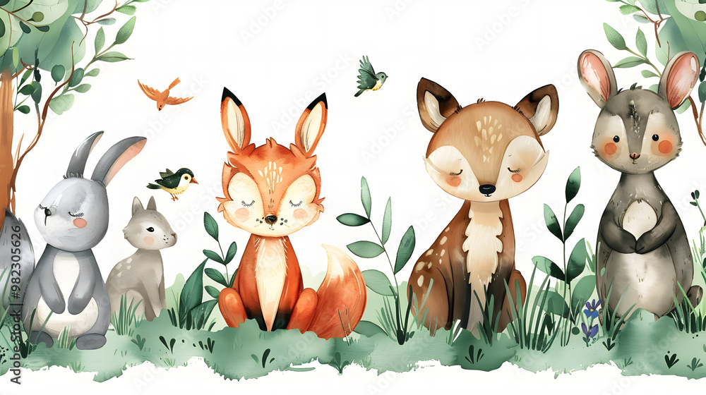 Safari Animal set bear, raccoon, fox, hare, squirrel, hedgehog and deer in 3d style. Isolated Safari Animal set bear, raccoon, fox, hare, squirrel, hedgehog and deer in 3d style. Isolated