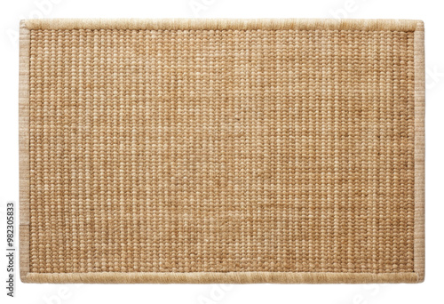 Beige woven rug isolated with transparent background.