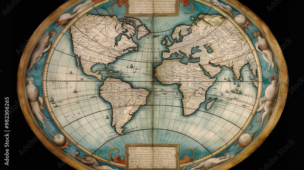 Flat earth atlas map, black background. The concept of globalization, saving the planet. AI generated. Flat earth atlas map, black background. The concept of globalization, saving the planet. AI generated.