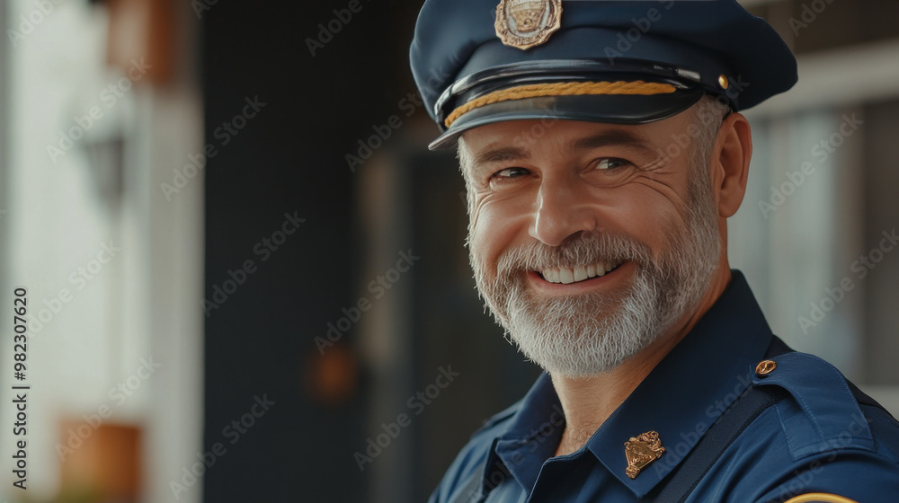 A pop art illustration depicting a police officer playfully warning and drawing attention to law and order. The officer has a friendly smile, encouraging the man to follow the rules. A pop art illustration depicting a police officer playfully warning and drawing attention to law and order. The officer has a friendly smile, encouraging the man to follow the rules.