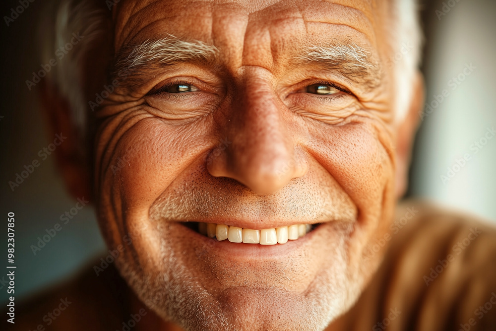 Optimistic healthy older man close up cropped face view. Dentures, prosthesis, dental clinic service Optimistic healthy older man close up cropped face view. Dentures, prosthesis, dental clinic service