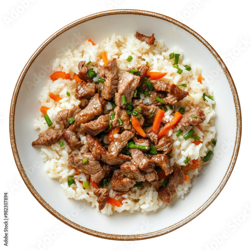 PNG Beef stir-fry with rice and veggies