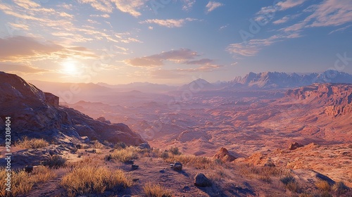 Sunset over the Fish River Canyon in Namibia, the second largest canyon in the world and the largest in Africa. photo