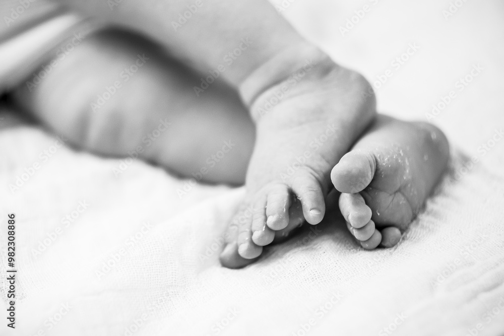 Close-up sur des tout petits pieds de bébé nouveau né