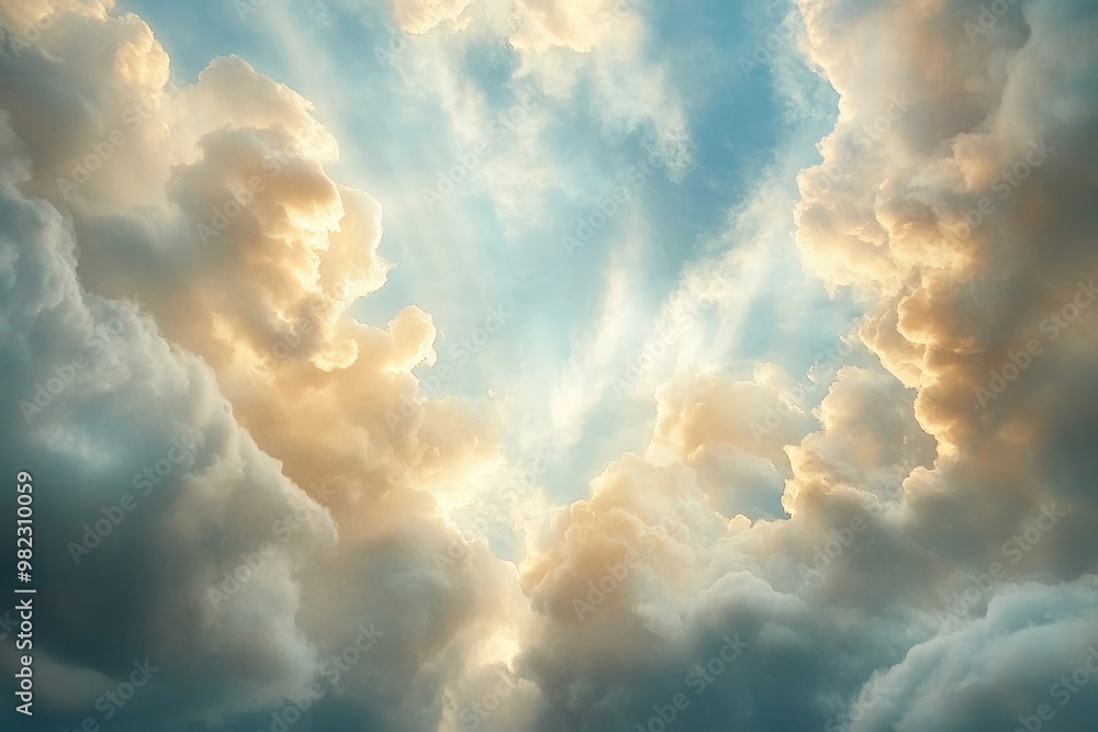 Fototapeta premium Beautiful blue sky with white clouds background 