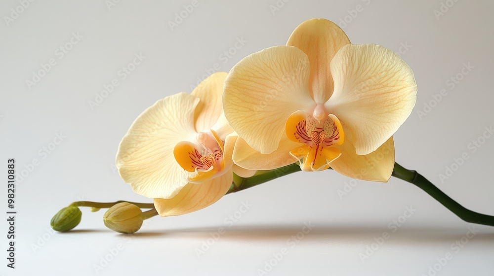 Fototapeta premium Elegant Yellow Orchid on White Background