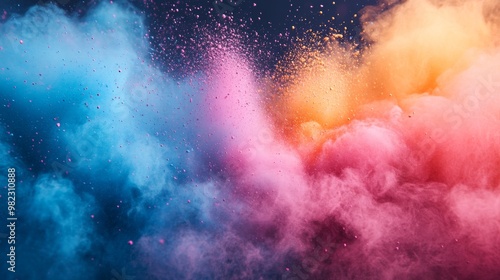 Abstract Colorful Powder Explosion in Motion