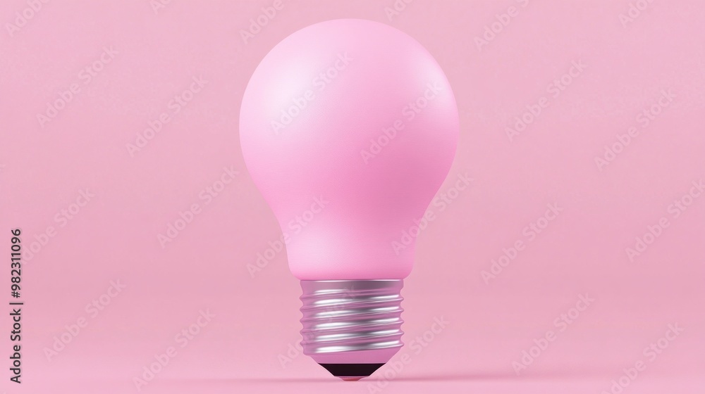 A pink light bulb set against a soft pink background, exuding a modern and playful aesthetic. A pink light bulb set against a soft pink background, exuding a modern and playful aesthetic.