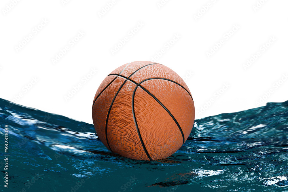 basketball floating in water, transparent background basketball floating in water, transparent background