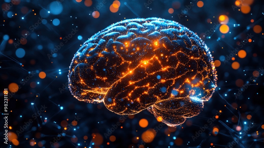 3D Illustration of Human Brains with Cybernetic Pathways and Networks 3D Illustration of Human Brains with Cybernetic Pathways and Networks