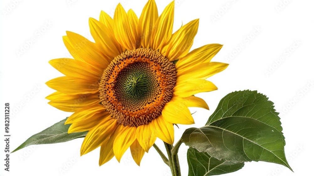 Fototapeta premium Bright Sunflower Blossom Isolated on White Background