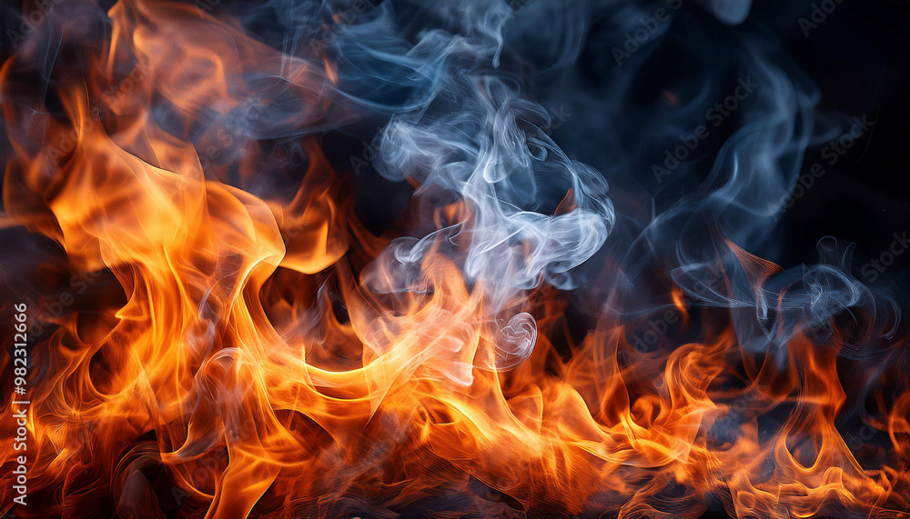 Close-Up Illustration of Dramatic Fire and Smoke Close-Up Illustration of Dramatic Fire and Smoke