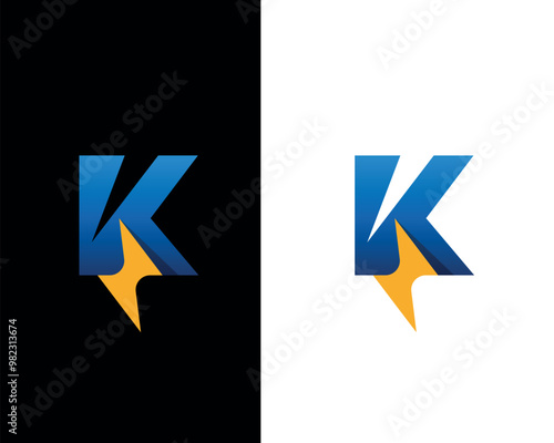Free Download Lightning Bolt K Letter Initial Logo Template	 - GFXLoad